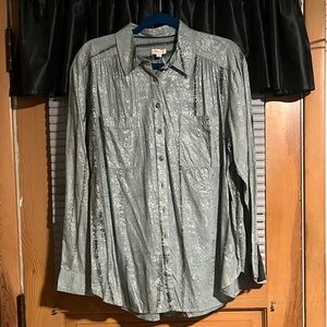 Pilcro women  Light Green Floral Button-Down Shirt